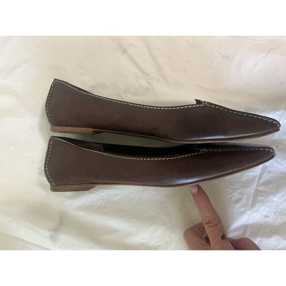 Prada Brown Leather flat loafer  Stitching Sz 38 8 US - Picture 6 of 12